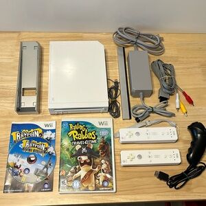 Nintendo Wii Console w Raving Rabbids Games & Controller, Power Adapter, Sensor